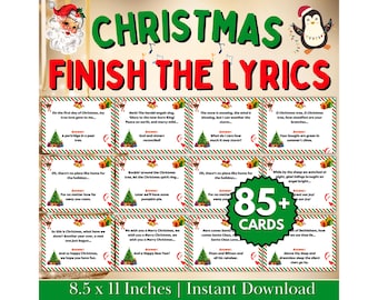 Christmas Finish The Lyrics, Christmas Song Trivia Game, Finish the Lyrics Game, Christmas Carols Game, Christmas Party Game, Xmas Activity