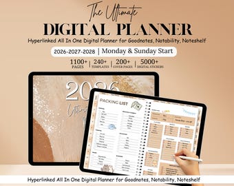 2026 - 2028 All In One Digital Planner, Daily Monthly Weekly Planner, Goodnotes Planner, Life Planner, iPad Planner, Google Apple Calendar