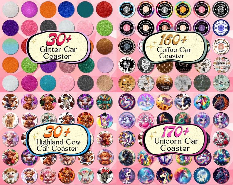 6000+ Mega Car Coaster Bundle, Glitter Car Coaster Design, Christian ...