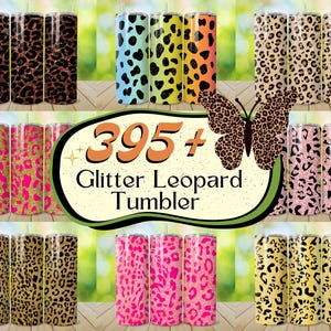 395 + Design d'emballage de verre à paillettes léopard, verre imprimé guépard, motif léopard maman, papier d'emballage à imprimé léopard, sublimation léopard scintillant 20 oz