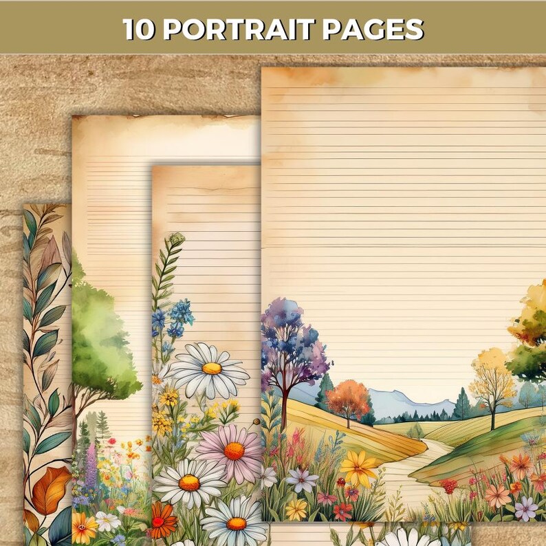 Blank Lined Junk Journal Kit, Printable Writing Pages, Vintage Notebook ...