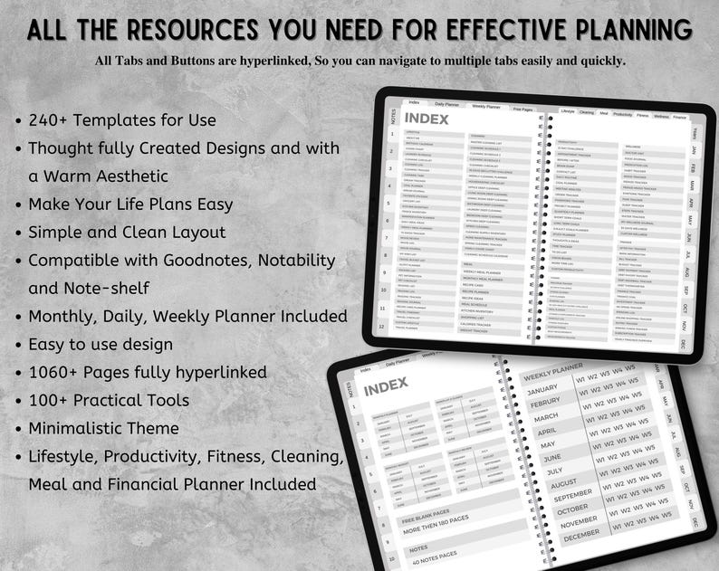New 2026 2027 2028 All in One Rainbow Digital Planner, Hyperlink ...