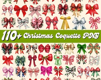 110+ Christmas Coquette Png Bundle, Coquette Bow Png, Christmas Bow Png, Coquette Clipart, Merry Christmas Png, Holiday Png, Christmas Shirt