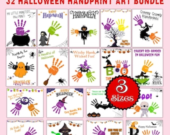 30+ Halloween Handprint Crafts Bundle, Finger Print Craft Keepsake, Halloween Handprint Art, Preschool and Toddler Craft, Halloween Activity