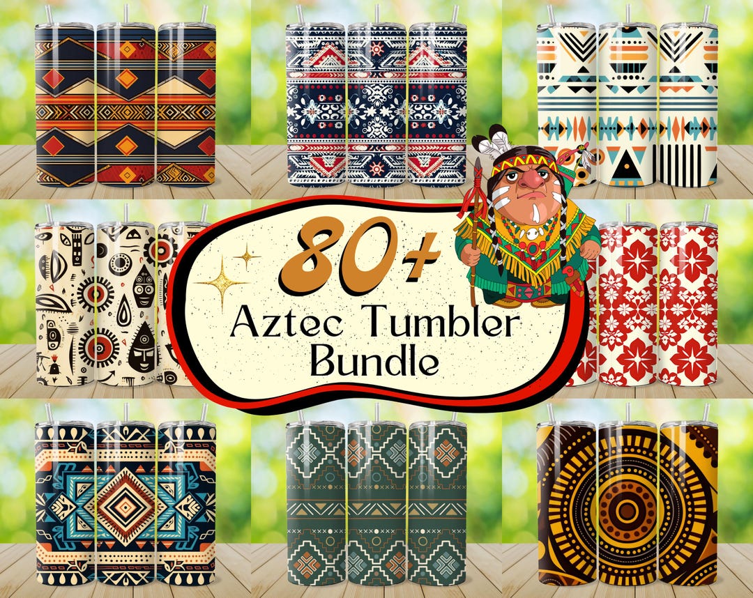 80 + Aztec Tumbler Wrap Bundle, Western Sublimation Designs, 20 Oz ...