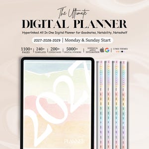 New 2027 2028 2029 All in One Digital Planner, Goodnotes Planner, Weekly Monthly Journal, Life Planner, Google Apple Calendar, iPad Planner
