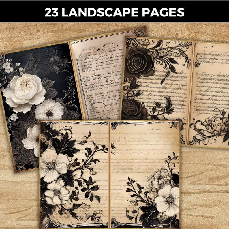 Dark Lace Junk Journal Kit, Gothic Printable Journal, Vintage Ephemera ...