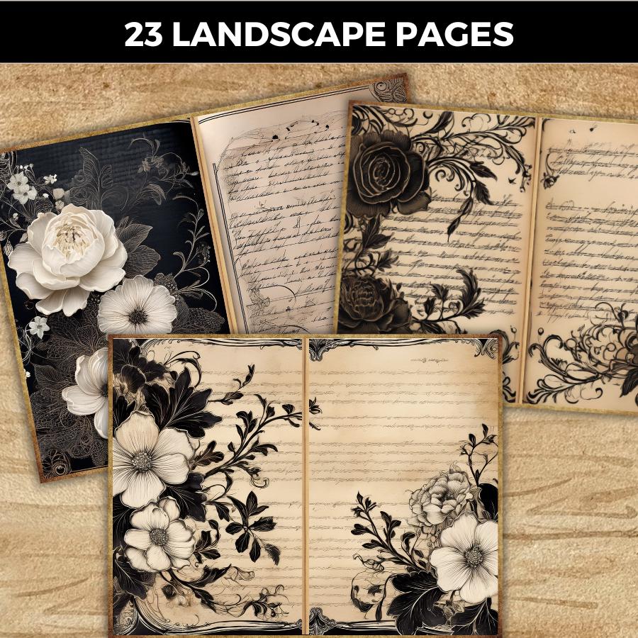 Dark Lace Junk Journal Kit, Gothic Printable Journal, Vintage Ephemera ...