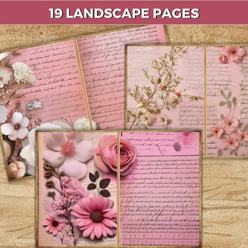 Vintage Pink Junk Journal Kit, Romantic Floral Journal Kit, Shabby Chic ...