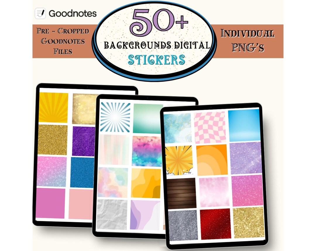 Pretty Background Sticker 50 + Backgrounds Digital Sticker, Solid Color Stickers, Glitter ...