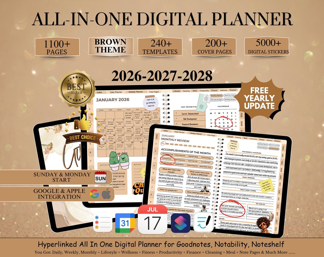 2026 - 2028 Digital Planner, All in One Digital Planner, Goodnotes ...