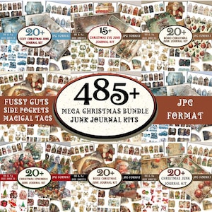 485 + Mega Christmas Junk Journal Kit, Christmas Fussy Cuts, Christmas Ephemera, Christmas Tags, Christmas Papers, Christmas Journal