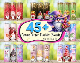 45 + kabouterverpakking glittertuimelaar, grillige kabouterbeker, 20 oz glitterkabouterverpakking, 3D kabouterbeker, schattig kabouterontwerp