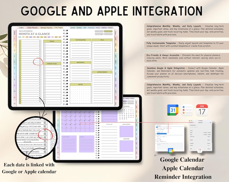 New 2026 2027 2028 All in One Rainbow Digital Planner, Hyperlink ...