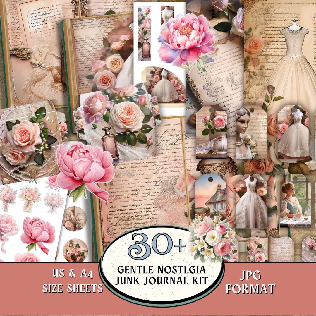 Gentle Nostalgia Junk Journal Kit, Vintage Printable Paper, Ephemera ...