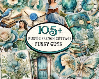 105+ Rustic French Cottage Fussy Cuts, Floral Fussy Cuts, Junk Journal Kit, Floral Ephemera, Scrapbook Supplies, Cottage Fussy Cuts Stickers