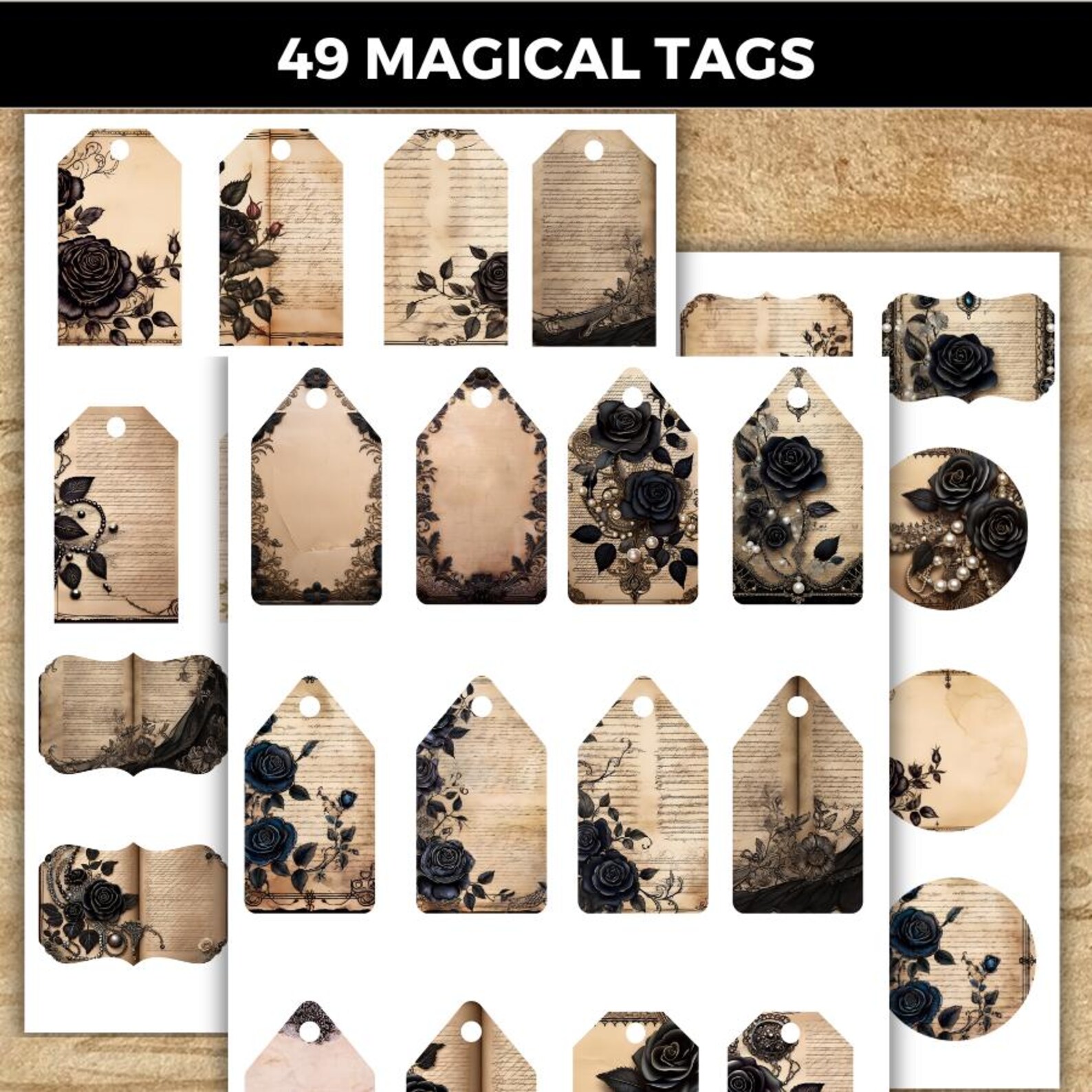 Dark Lace Junk Journal Kit, Gothic Printable Journal, Vintage Ephemera ...