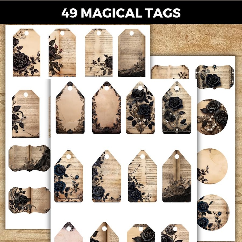 Dark Lace Junk Journal Kit, Gothic Printable Journal, Vintage Ephemera ...