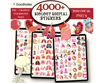 4000 + Biology Digital Stickers, Biology & Anatomy Digital Stickers, Goodnotes Stickers, Medical Stickers, Pre-cropped Human Body Stickers