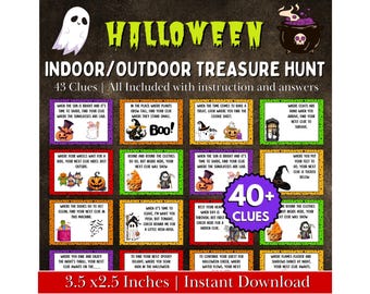 Halloween Treasure Hunt Game, Indoor Outdoor Halloween Treasure Hunt, Halloween Treasure, Spooky Treasure Hunt, Halloween Party Game Bundle