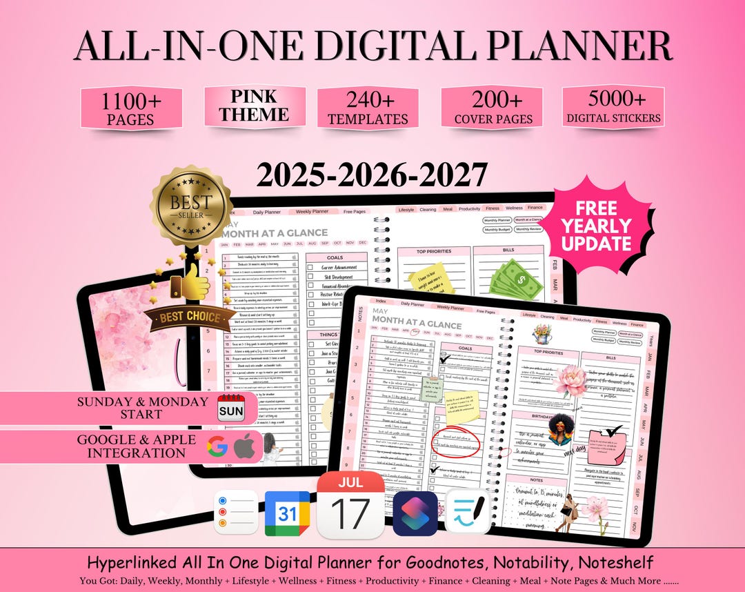 2026 All in One Digital Planner, Goodnotes Planner, Daily Weekly ...