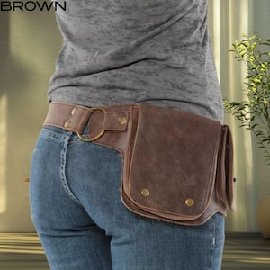 Handmade Leather Belt Bag: Steampunk Waist Pouch, Adjustable Fit
