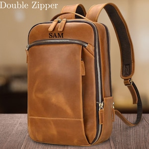 Leather laptop Backpack  men office backpack School Bag Travel Backpack shoulder bag, Leather bag men bag shoulder bag gift for him her