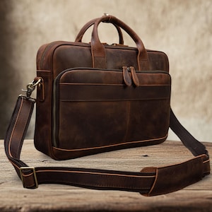 Leather Briefcase Leather crossbody Briefcase, Men Leather Bag, Laptop Bag, Leather office bag, Gift for Him, Shoulder Bag, Men Briefcase,