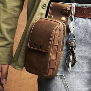 Leather Waist Bag, Phone Belt bag, Leather Phone case, Personalized Phone Wallet, Waist Pouch, Cellphone Holster, Gift for Him, Gift for her