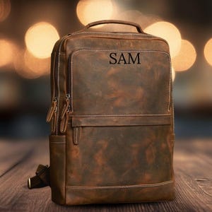 Kantoorrugzak, laptoprugzak Leren rugzak heren, leren tas, schooltas, reisrugzak, hipster-rugzak, personaliseren Cadeau hem/haar