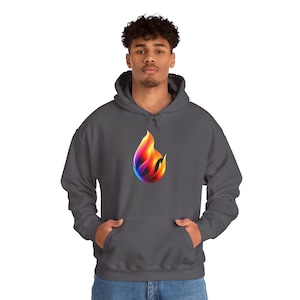 Vibrant Flame Hoodie - Cozy Unisex Sweatshirt, Casual Wear, Stylish Layering, Gifts for Him/Her, Fall Fashion