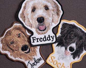 Custom Pet Portrait Patch, Personalized Dog Cat Patch from Photo, Embroidered Pet Face Patch with Name, Iron On Pet Patch, Pet Lover Gift