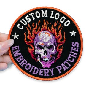 Custom Embroidered Logo Patch, Personalized Logo Patches, Sew On/Iron On/ Hook & Loop Patch for Clothes Backpacks, Custom Logo Patches