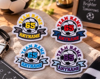 Custom Soccer Team Patch, Personalized Name and Number Patch, Iron On Sports Badge for Jerseys