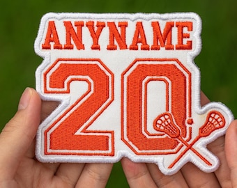 Personalized Lacrosse Name/Number Patch: Embroidered Sports Name Patches | Sew/Iron on/ Hook & Loop for Backpacks Hats Jackets