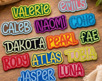 Custom Embroidered Name Patch, Personalized Name Embroidered Iron On Name Tag, Custom Text Patches for Clothing Jacket Hats Backpack