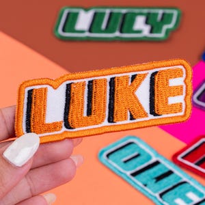 Custom Name Iron on Patch – Custom Embroidered Text Patch | Sew/Iron-On / Hook & Loop Team Patches for Jackets, Hats, Backpacks, Bags