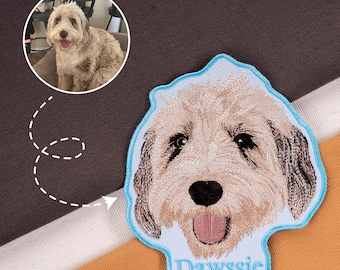 Custom Dog Embroidered Patches | Personalized Dog Name Patch | Pet Face Patch