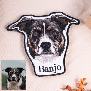 Custom Dog Patch, Personalized Pet Patch, Embroidered Pet Portrait Patch, Custom Cat Patch, Dog Lover Gift, Iron On Hook Loop Patch