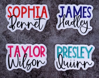 Personalized Embroidered Name Patch, Custom Text, Iron On/Sew On