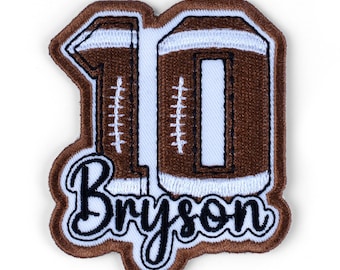 Personalized Football Name Patch, Iron-On Embroidered Sports Number