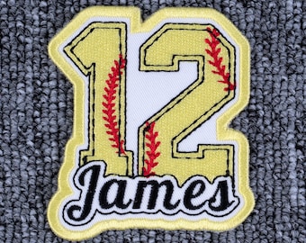 Personalized Embroidered Softball Patch, Custom Iron-On Jersey Number