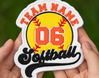 Personalized Softball Name/Number Patch: Embroidered Sports Applique (Sew/Iron/Hook & Loop)