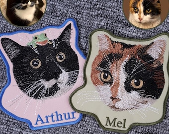 Custom Pet Portrait Embroidered Patch: Dog Memorial, Iron-On or Sew-On