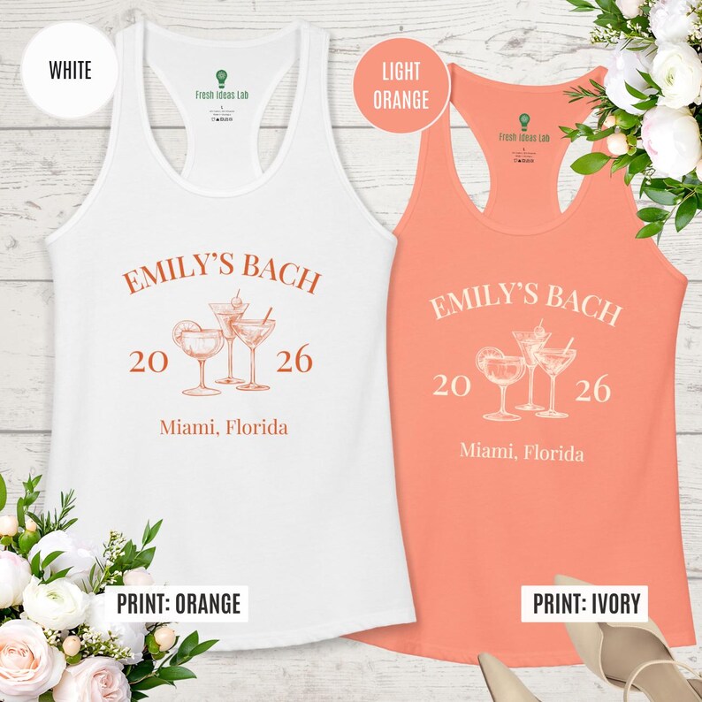 Custom Bachelorette Tank, Beach Bridal Party Top, Matching Bach Shirts, Bridesmaid Gift, Cocktail Design image 3