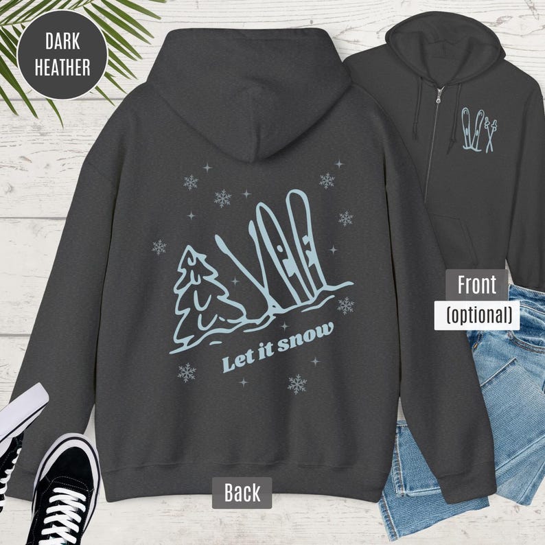 Sudadera con capucha y cremallera para esquí de nieve, sudadera de invierno con capucha con impresión trasera y frontal opcional imagen 7