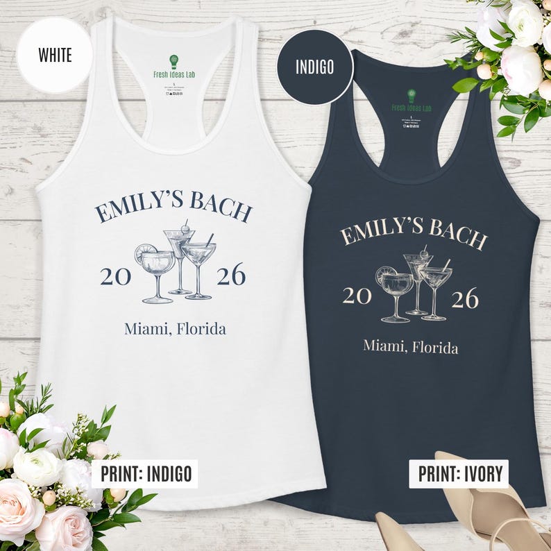 Custom Bachelorette Tank, Beach Bridal Party Top, Matching Bach Shirts, Bridesmaid Gift, Cocktail Design image 4