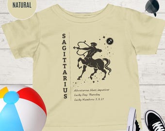 Sagittarius Zodiac Toddler Shirt  with Star Sign Traits, Lucky Day & Numbers
