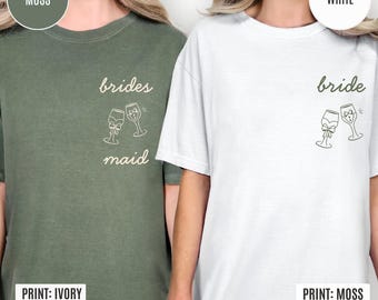 Bruiloft bruidsfeest aangepast comfort kleur shirt, vrijgezellenfeest bijpassende shirts bruidsjonkers cadeaus bruidsmeisje