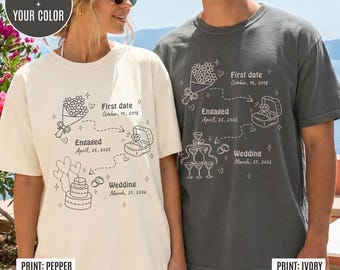 Bijpassende paar jubileumshirts voor man en vrouw, aangepaste bruid bruidegom huwelijksverjaardagscadeau